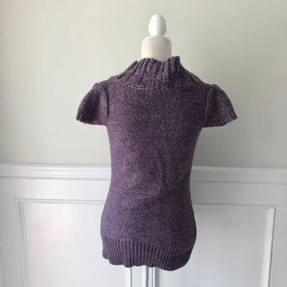 Pink Rose Purple Short Sleeve V Neck Sweater S - Picture 2 of 4